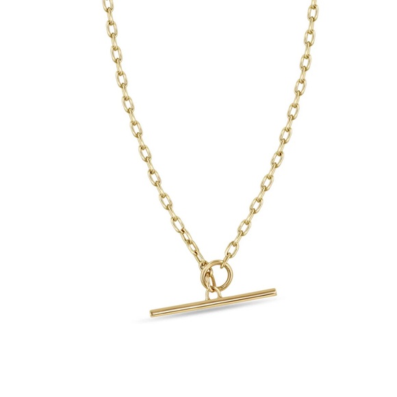 Zoe Chicco 14k small square oval link chain pavé diamond toggle necklace - Picture 1 of 4